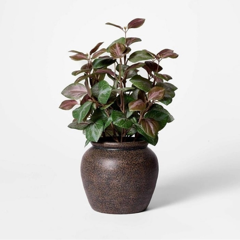 12” Potted Fall Leaf Arrangement Brown Vase - Threshold Studio McGee Target
